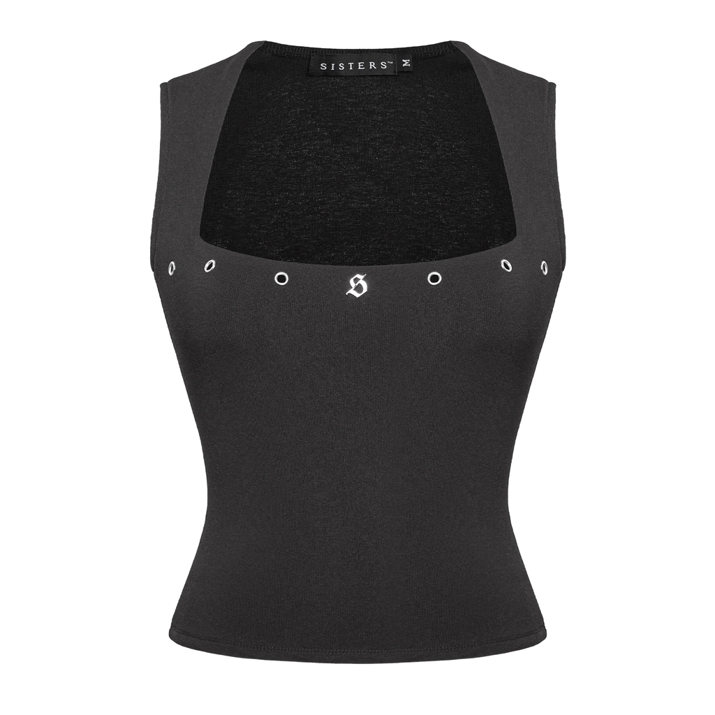 SISTERS Áo dáng dài cổ vuông Millie - Đen