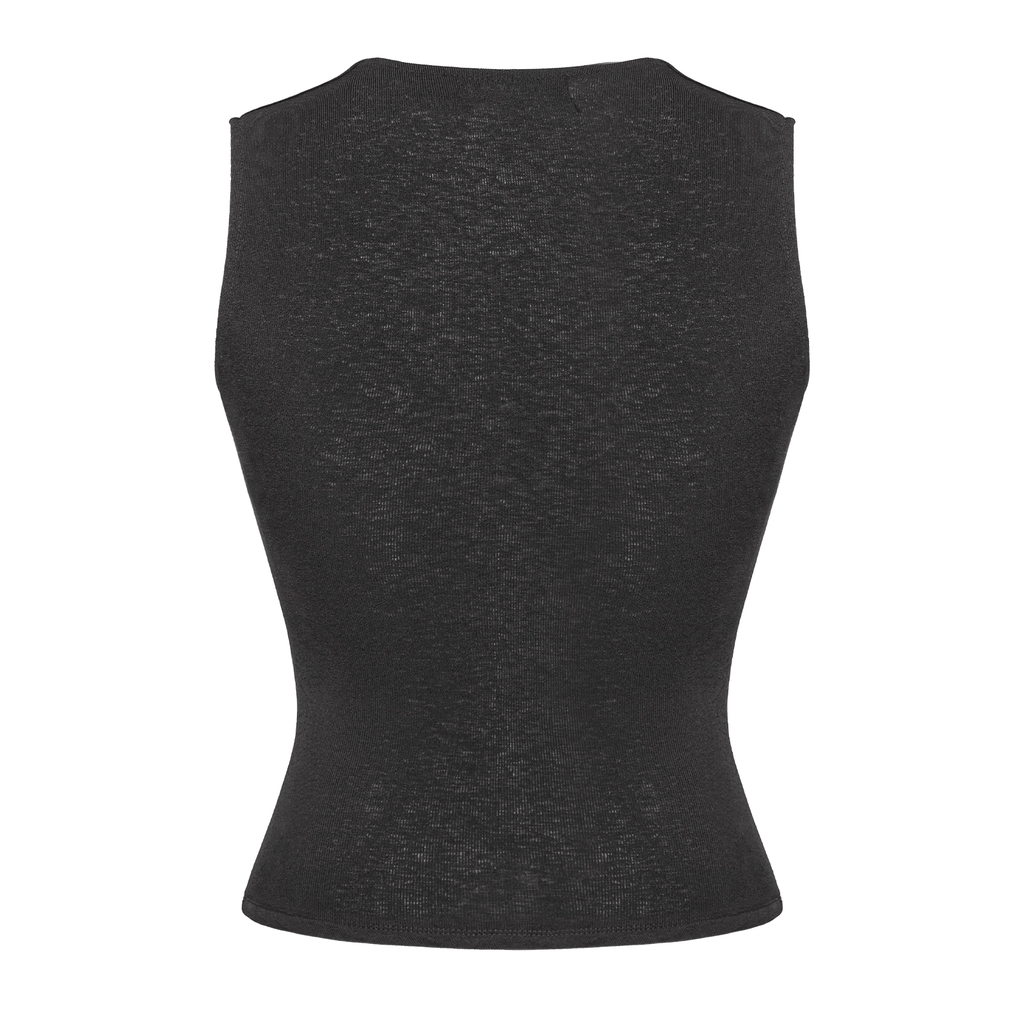 SISTERS Áo dáng dài cổ vuông Millie - Đen