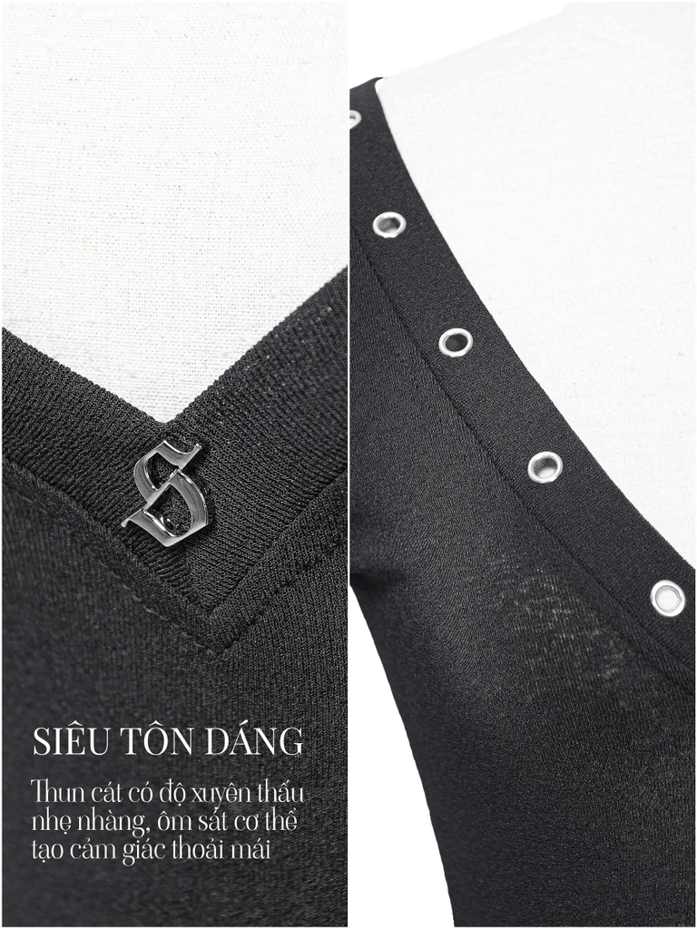 SISTERS Áo dáng dài cổ tim rộng Nerys - Trắng