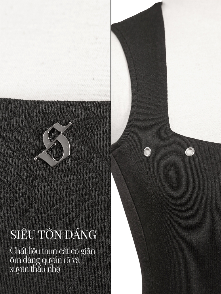 SISTERS Áo dáng dài cổ vuông Millie - Trắng