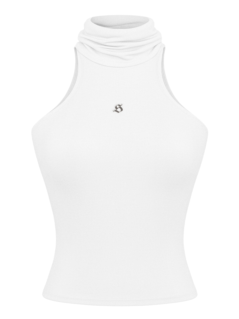 SISTERS Áo croptop cổ lọ Pruce - Trắng