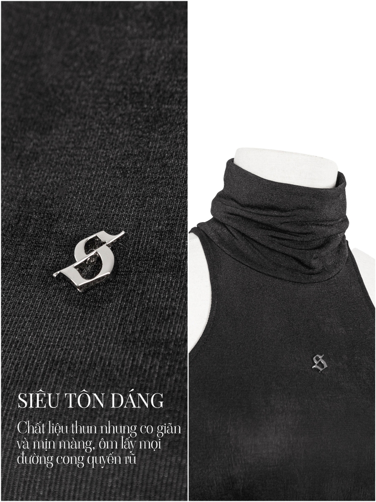 SISTERS Áo croptop cổ lọ Pruce - Trắng