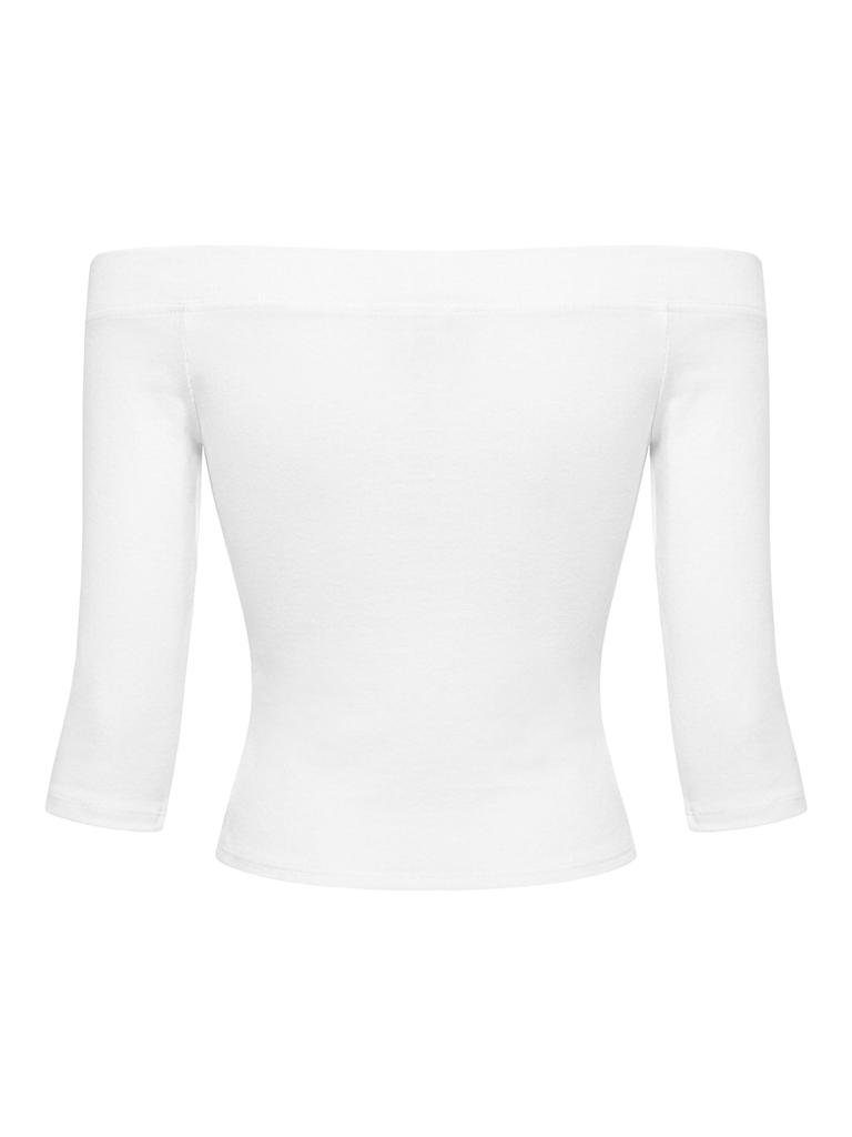 SISTERS Áo croptop tay lửng đính đá Lada - Trắng