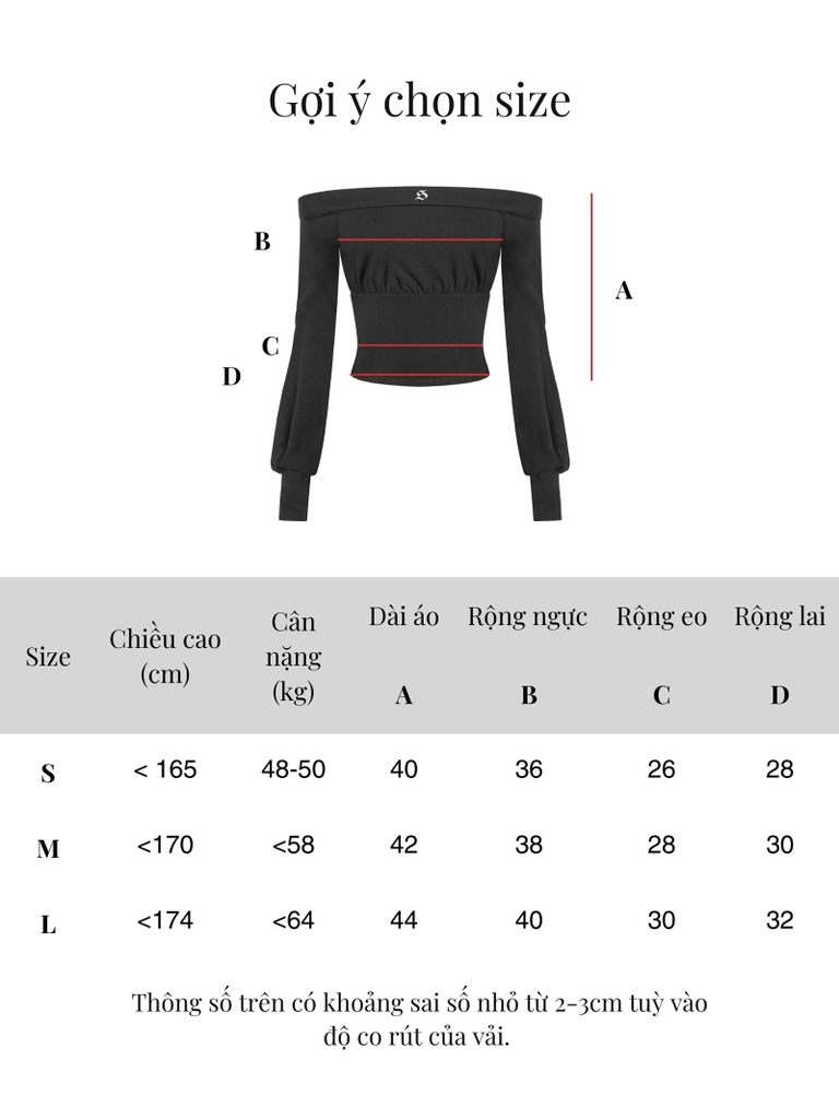 SISTERS Áo trễ vai dài tay Elise
