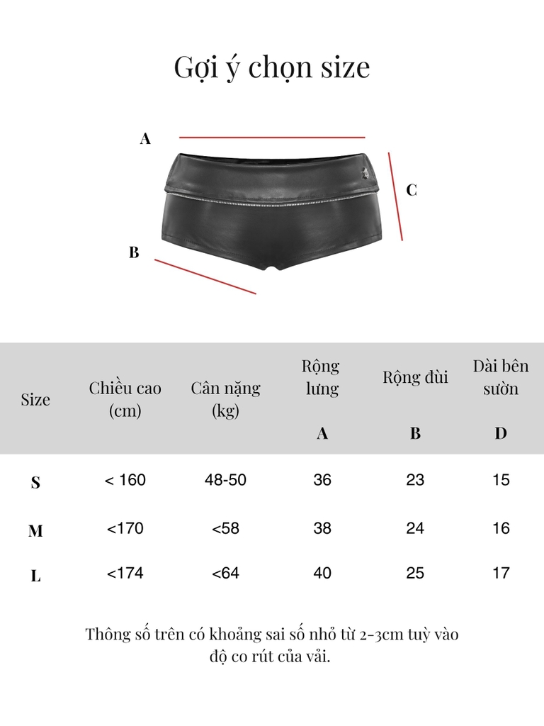 SISTERS Quần đùi da mini short Calliope - Đỏ