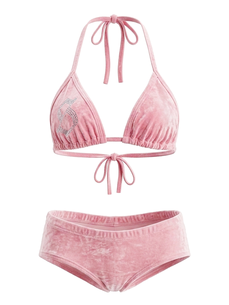 SISTERS Bikini 2 mảnh nhung ép cườm Graziella - Hồng