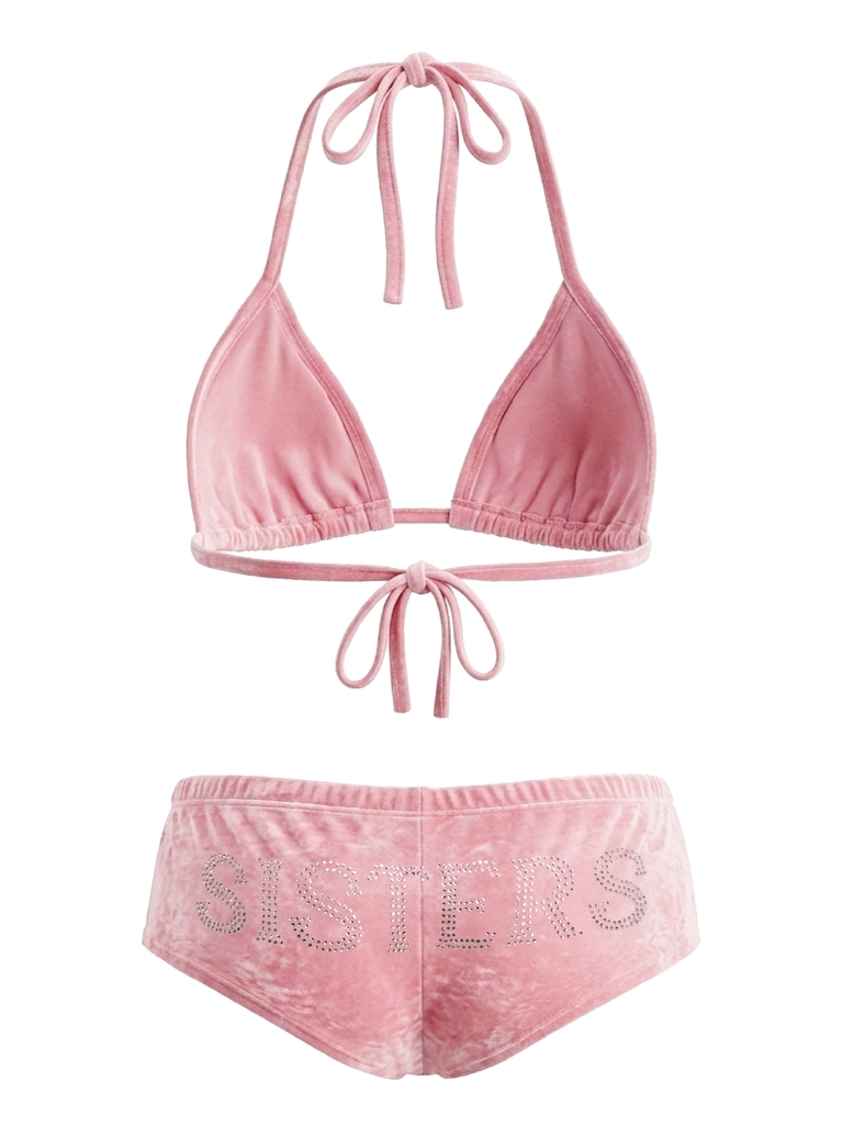 SISTERS Bikini 2 mảnh nhung ép cườm Graziella - Hồng