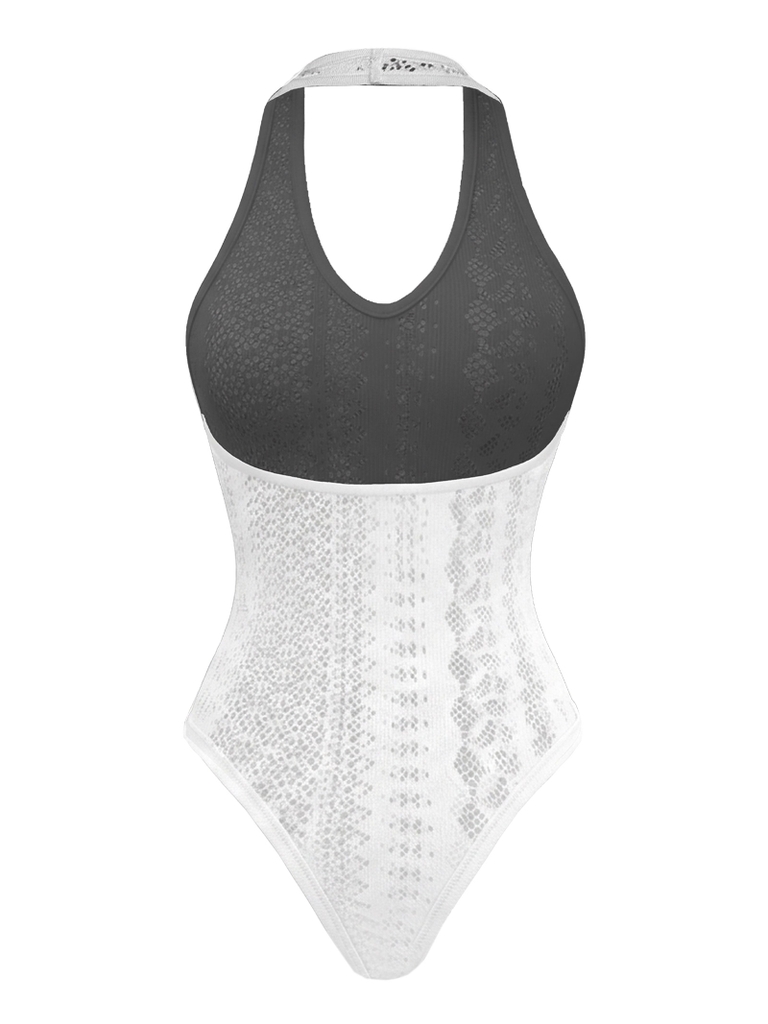 SISTERS Bodysuit len xuyên thấu Freja - Trắng