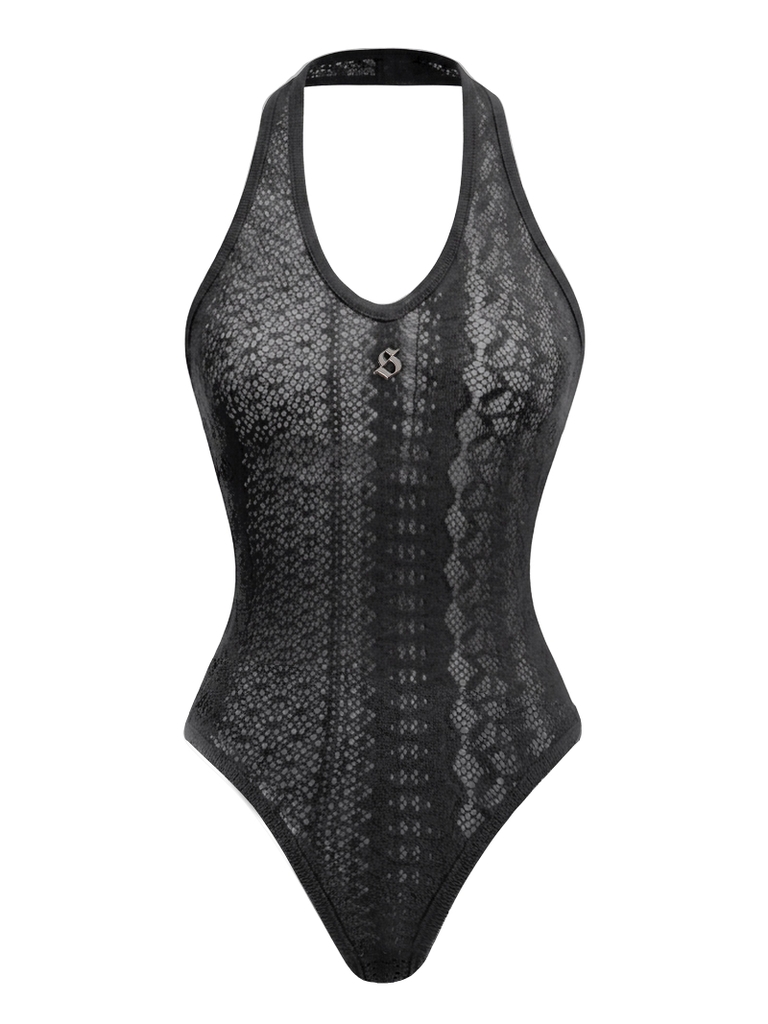 SISTERS Bodysuit len xuyên thấu Freja - Đen