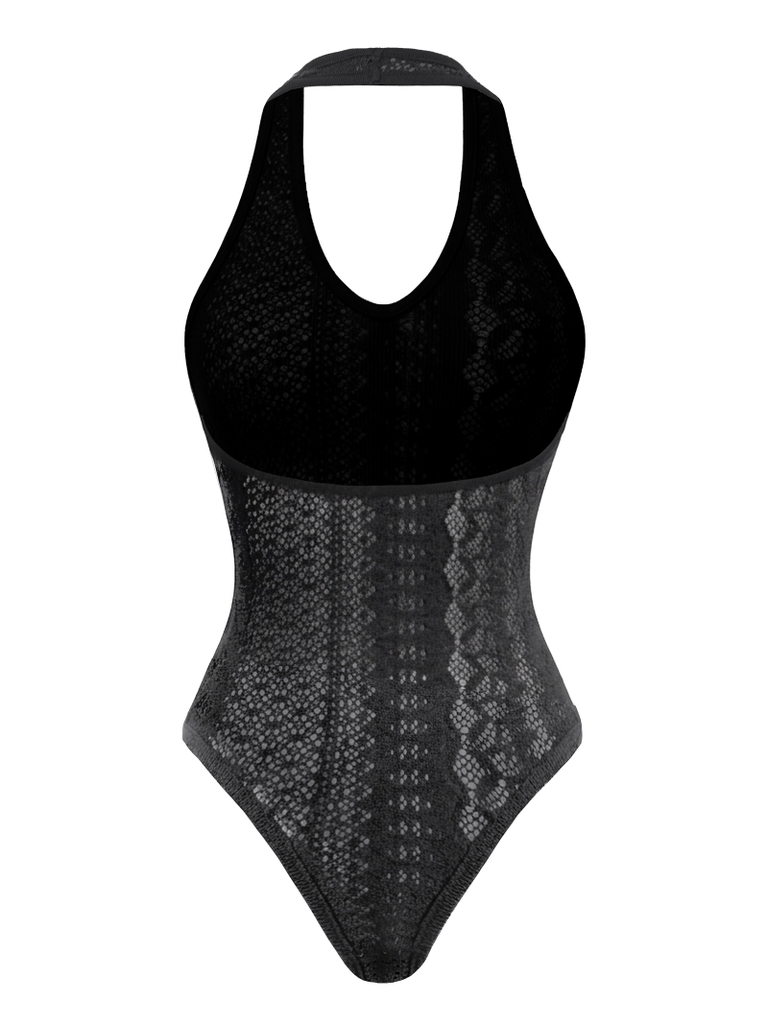 SISTERS Bodysuit len xuyên thấu Freja - Đen