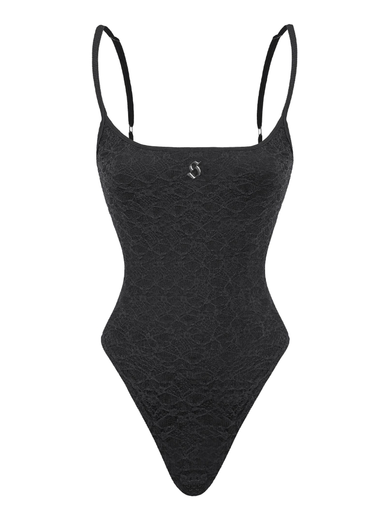 SISTERS Bodysuit ren hai dây Elara - Đen