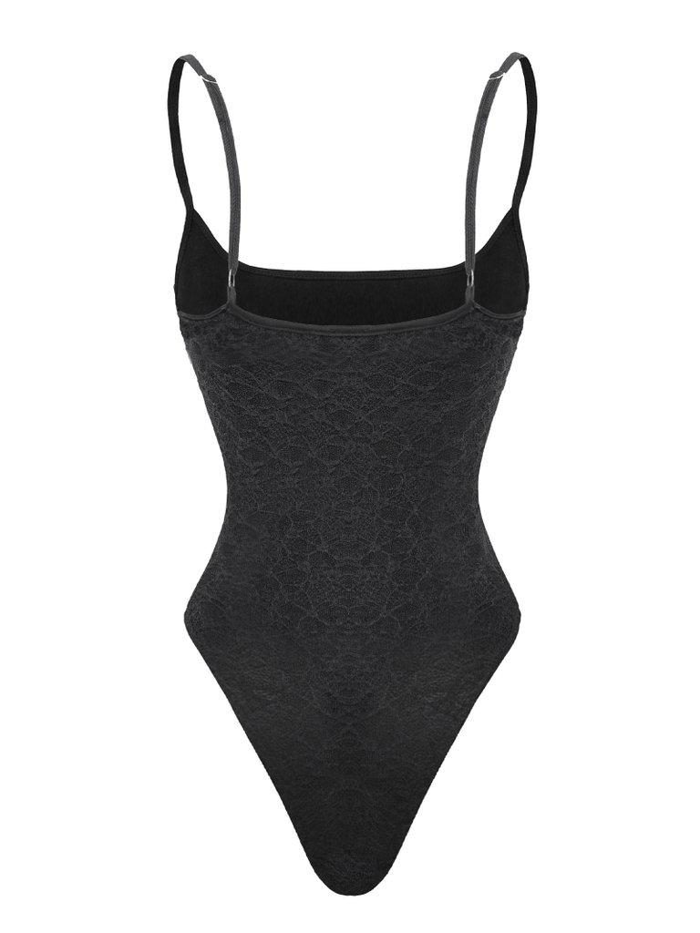 SISTERS Bodysuit ren hai dây Elara - Đen