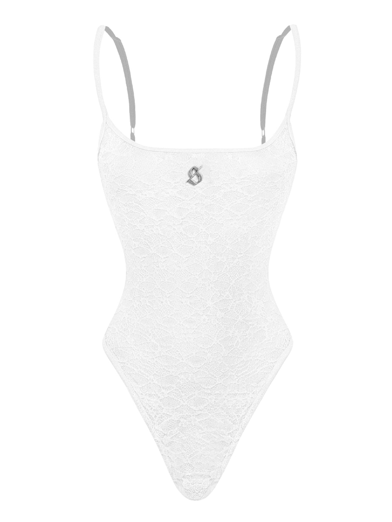 SISTERS Bodysuit ren hai dây Elara - Trắng