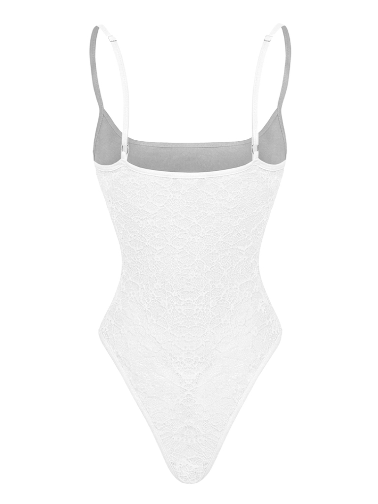 SISTERS Bodysuit ren hai dây Elara - Trắng