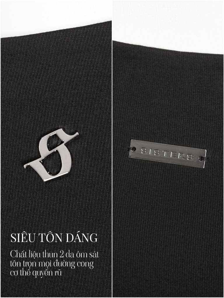 SISTERS Chân váy lửng cut-out hông Ursula - Đen