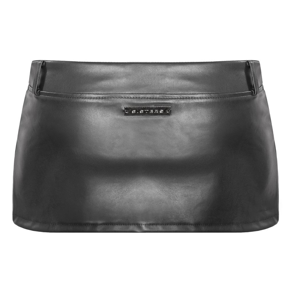 SISTERS Chân váy mini skirt da phối khoen Eirene