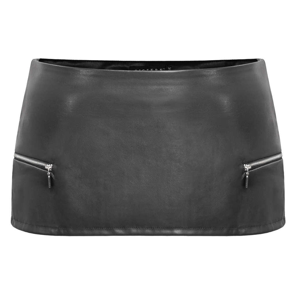 SISTERS Chân váy mini skirt da phối khoá kéo Aubrey