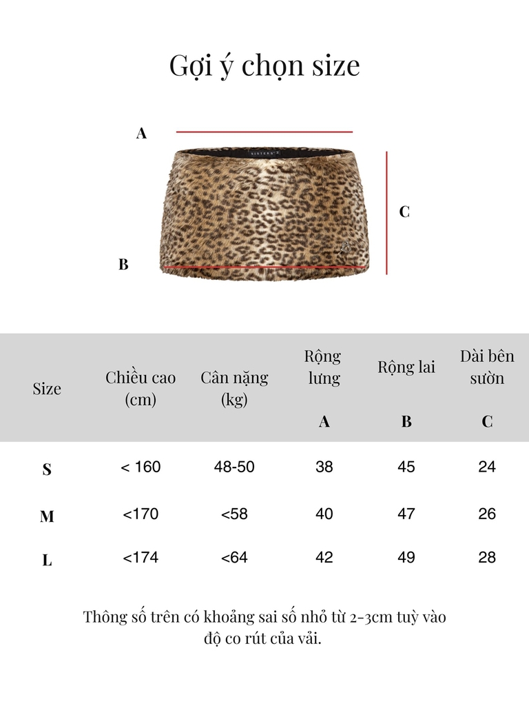 SISTERS Chân váy lông Hattie - Da beo