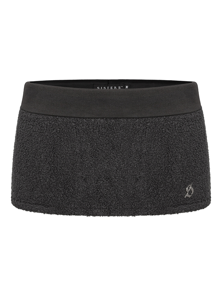 SISTERS Chân váy phối lông cừu Sugarplum - Đen