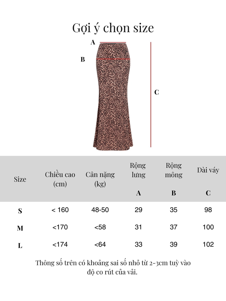 SISTERS Chân váy dài da beo - Leopard