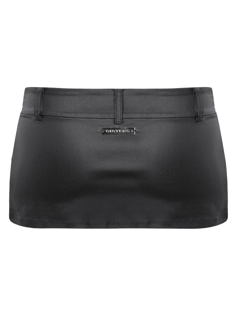 SISTERS Chân váy mini skirt da phối khoen Eirene - Jean đen