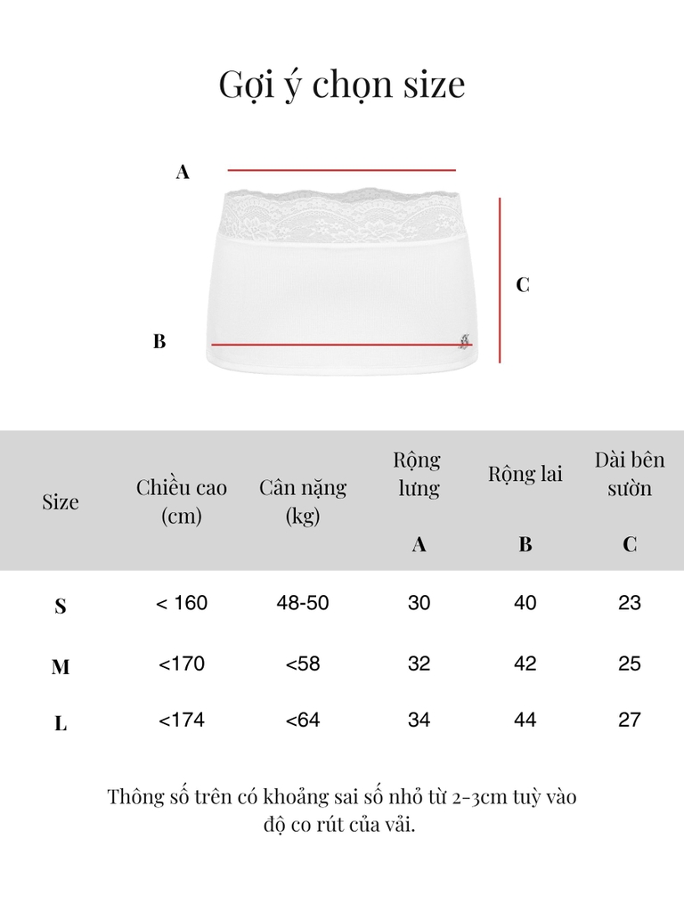 SISTERS Chân váy mini lưng phối ren Lavinia - Trắng