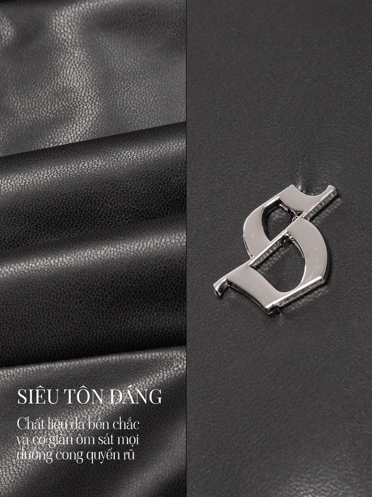 SISTERS Chân váy mini skirt da xếp ly Ottilie