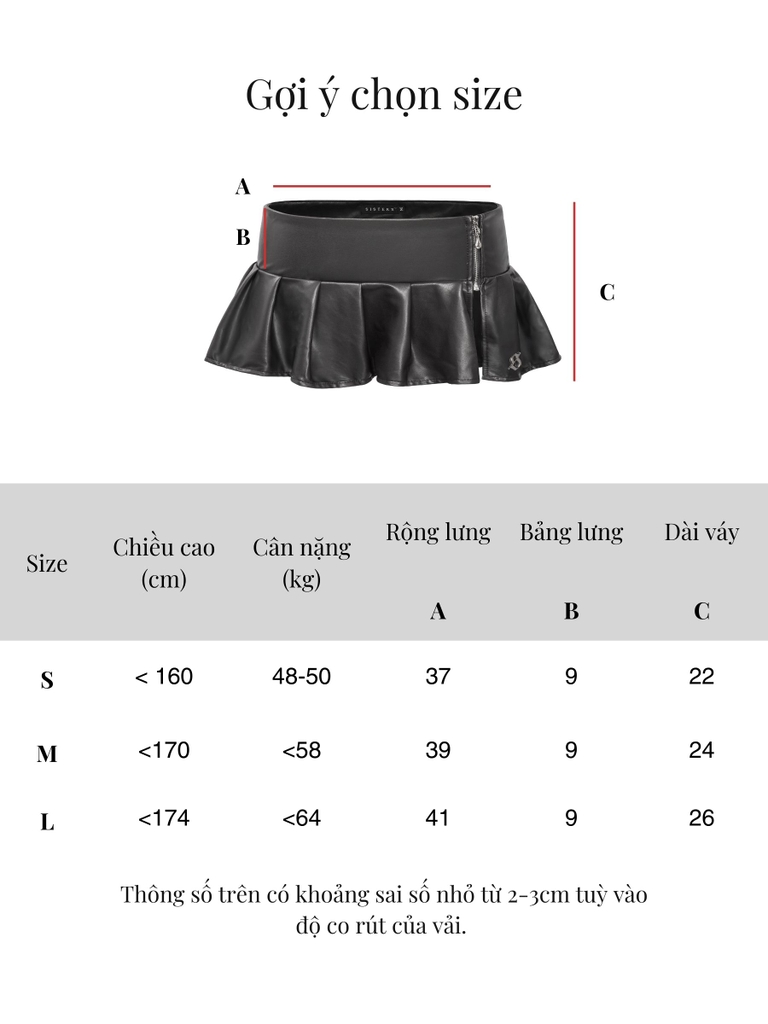 SISTERS Chân váy mini skirt da xếp ly Ottilie