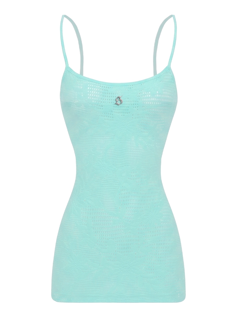 SISTERS Váy đầm body hai dây xuyên thấu Theia - Xanh Tiffany