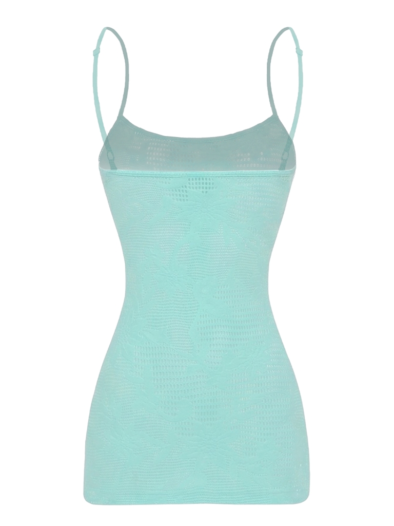 SISTERS Váy đầm body hai dây xuyên thấu Theia - Xanh Tiffany