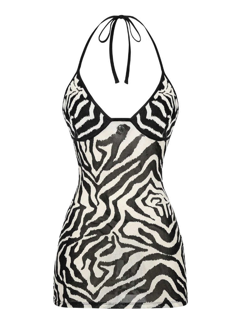 SISTERS Váy đầm body xuyên thấu Zebra