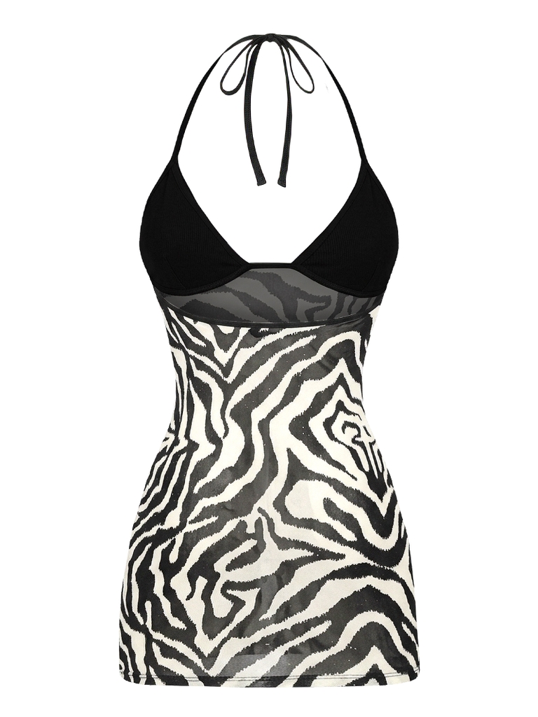 SISTERS Váy đầm body xuyên thấu Zebra