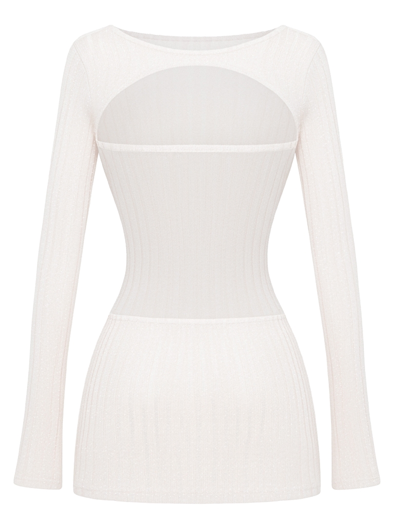 SISTERS Váy đầm body len hở lưng Blossom - Kem