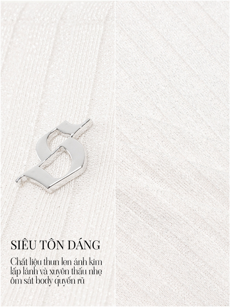 SISTERS Váy đầm body len hở lưng Blossom - Kem