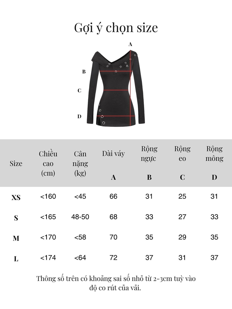 SISTERS Váy đầm body tay dài trễ vai Eser