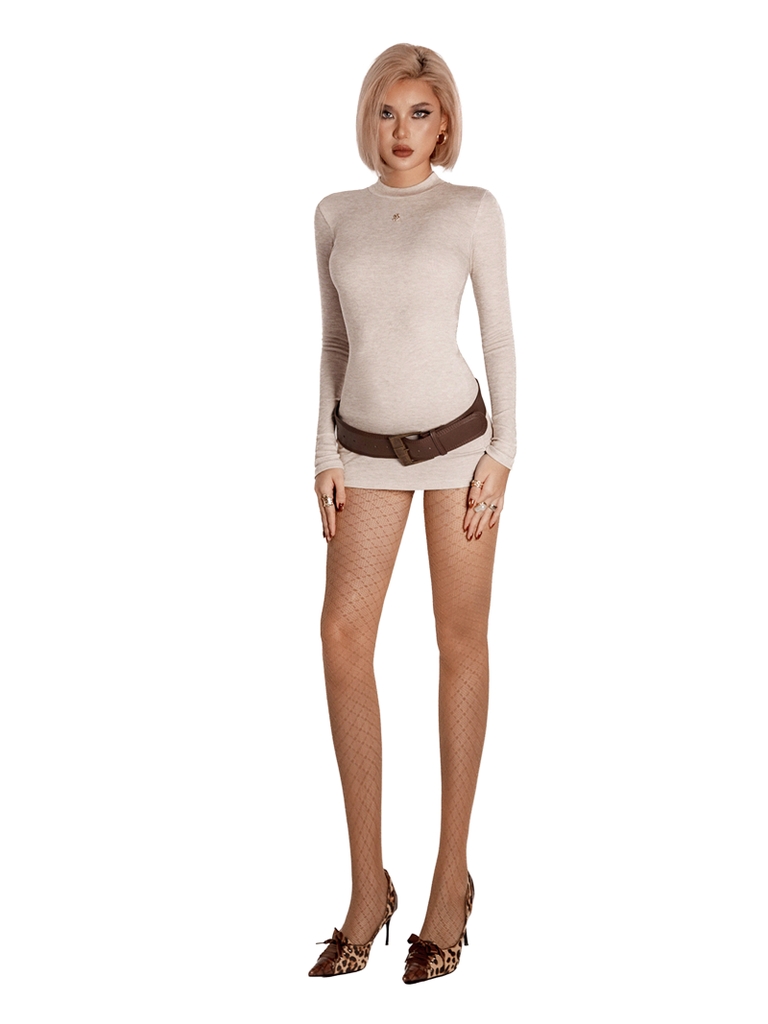 SISTERS Váy đầm body cổ cao tay dài Seraphina - Nâu