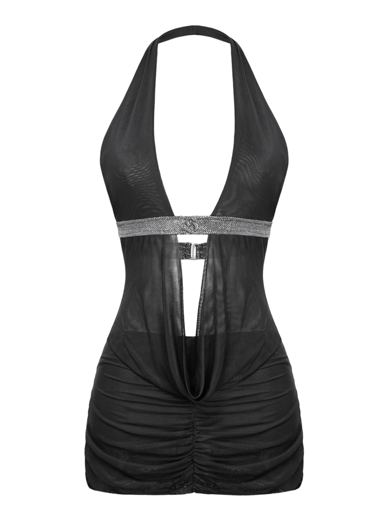 SS-D115 Váy đầm body thun lưới phối ánh kim Saoirse
