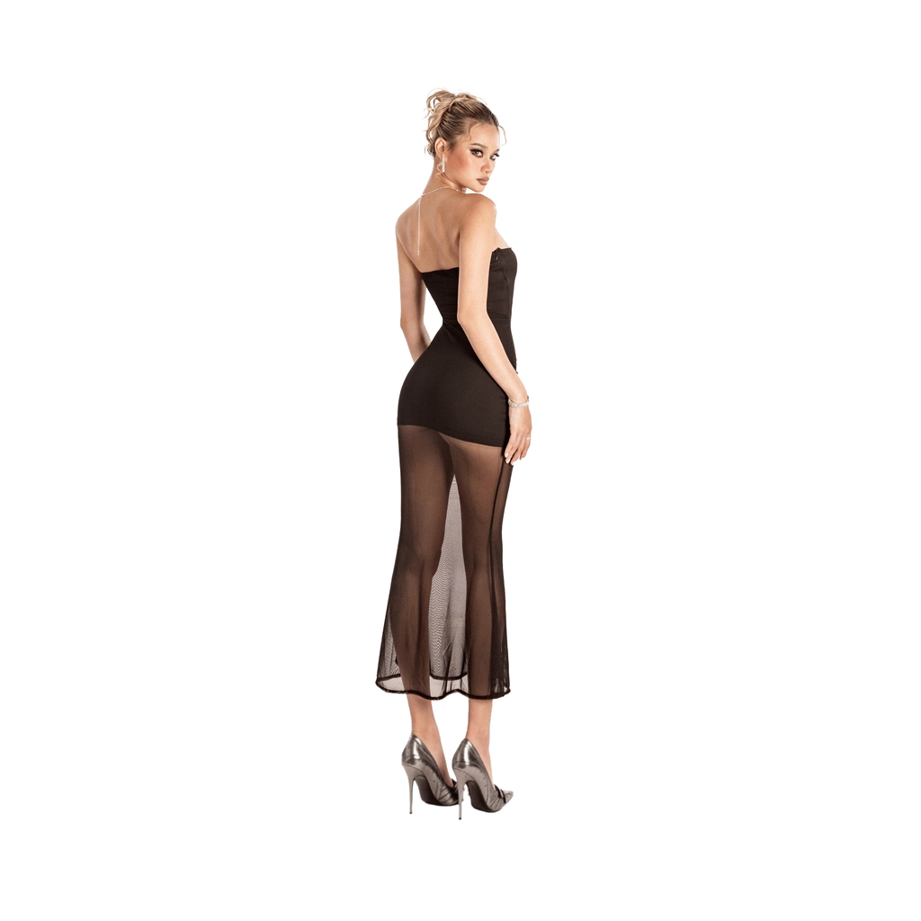 SISTERS Váy đầm body lưới dài xuyên thấu Felici