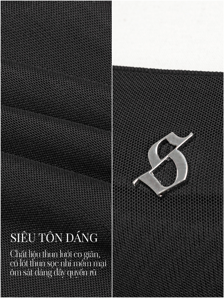 SISTERS Váy đầm body lưới dài xuyên thấu Felici