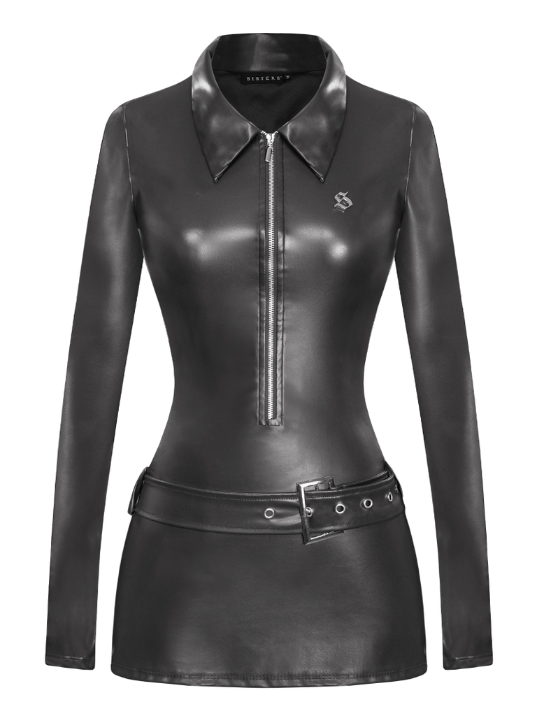 SISTERS Váy đầm body da dài tay kèm belt Eleanor