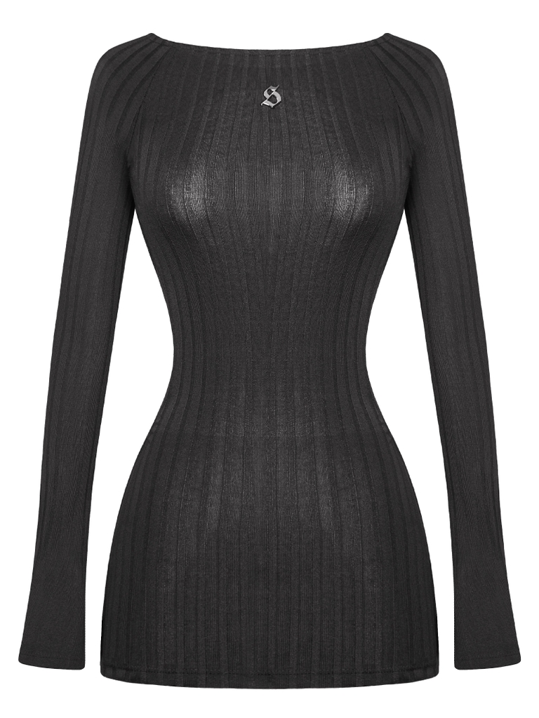 SISTERS Váy đầm body len hở lưng Blossom - Đen