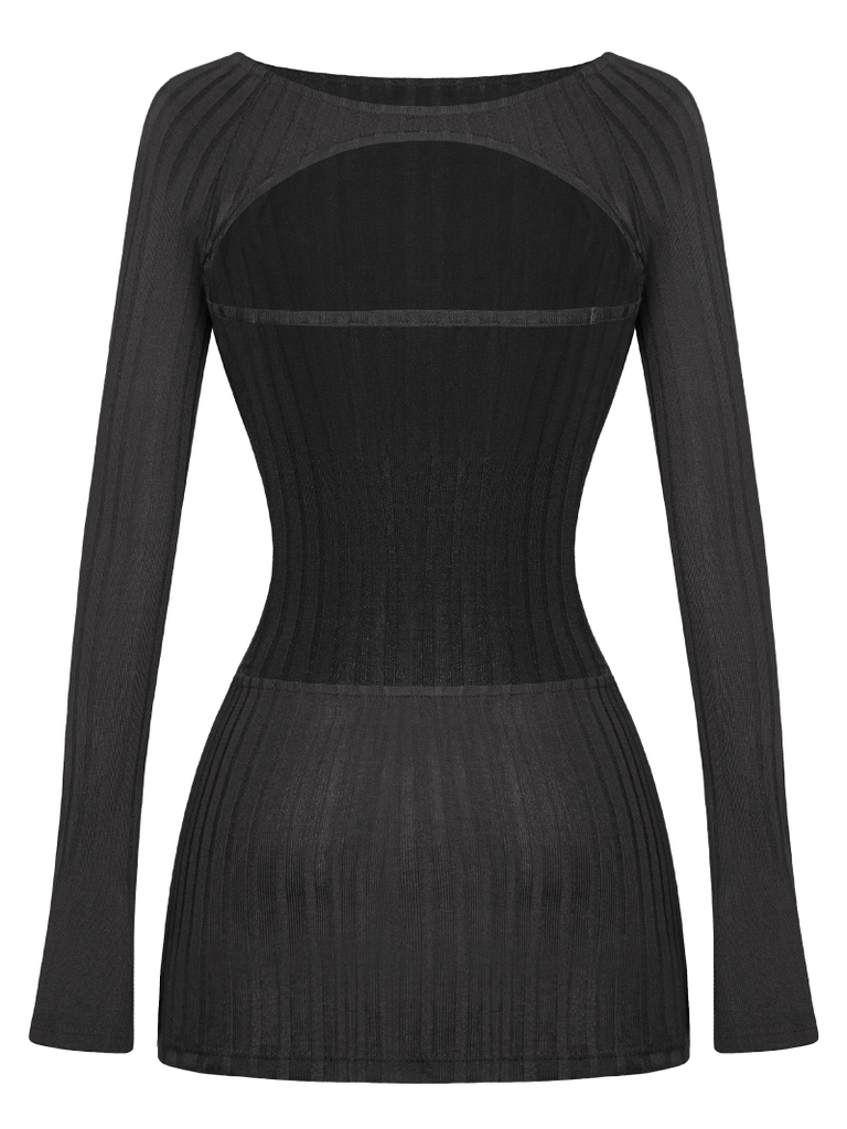 SISTERS Váy đầm body len hở lưng Blossom - Đen