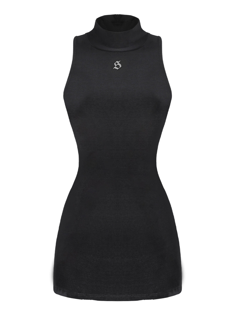 SISTERS Váy đầm body cao cổ xoắn lưng Matrix