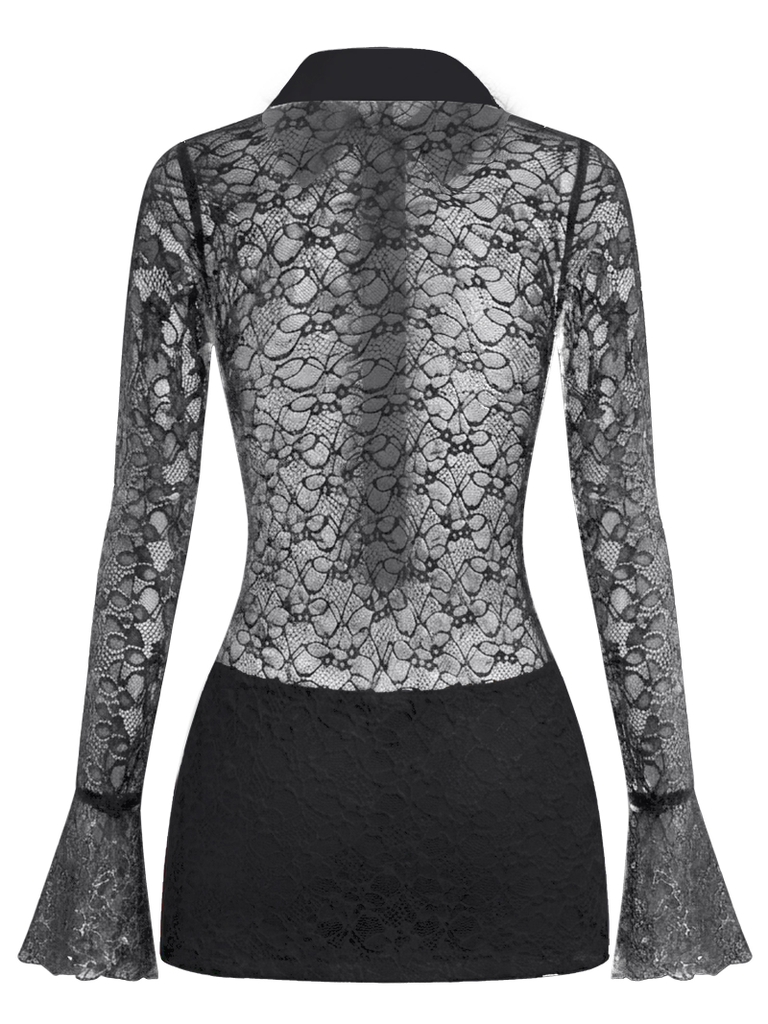 SISTERS Váy đầm body phối ren xuyên thấu Basil - Đen