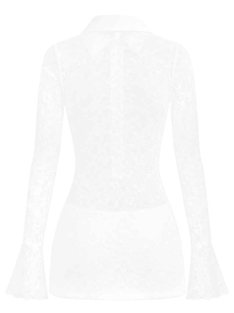 SISTERS Váy đầm body phối ren xuyên thấu Basil - Trắng