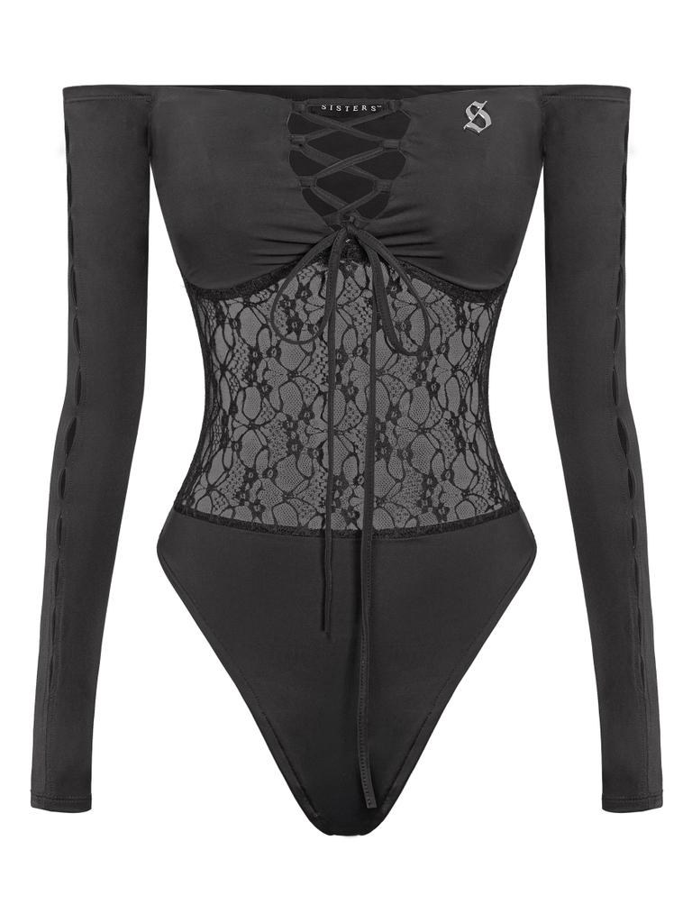 SISTERS Swimsuit trễ vai phối ren Delfina