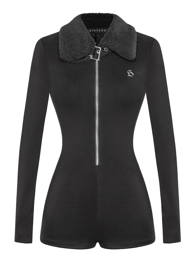 SISTERS Jump đùi phối cổ lông cừu Francesca - Đen