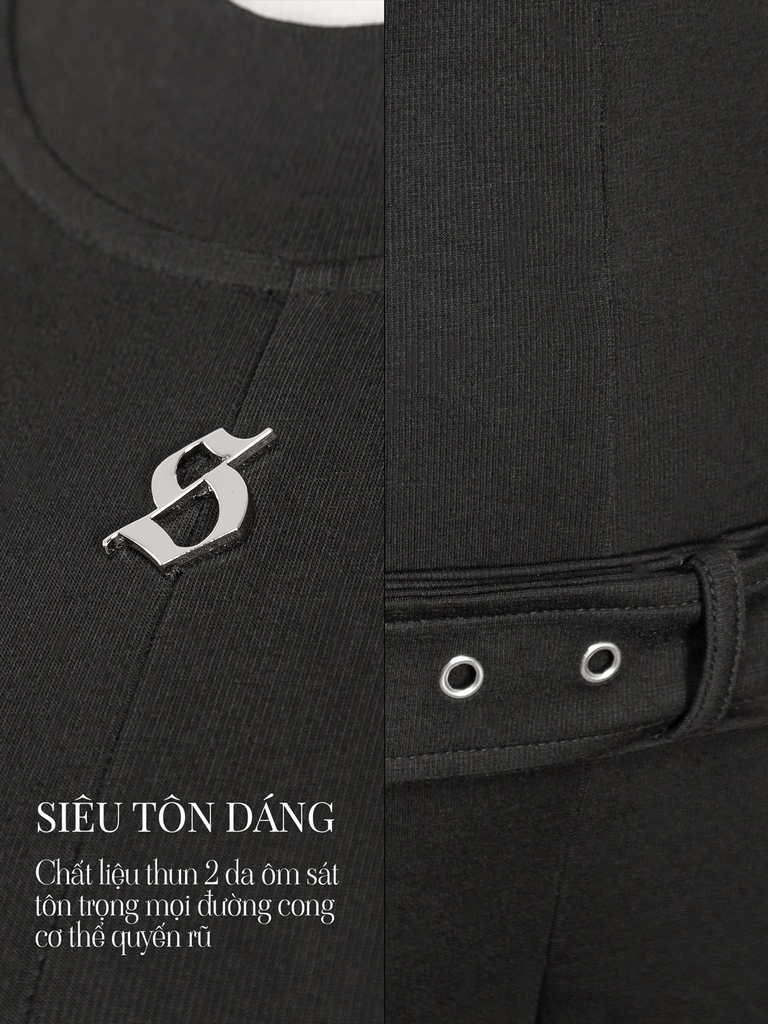 SISTERS Jump đùi cao cổ kèm nịt Frosting - Đen