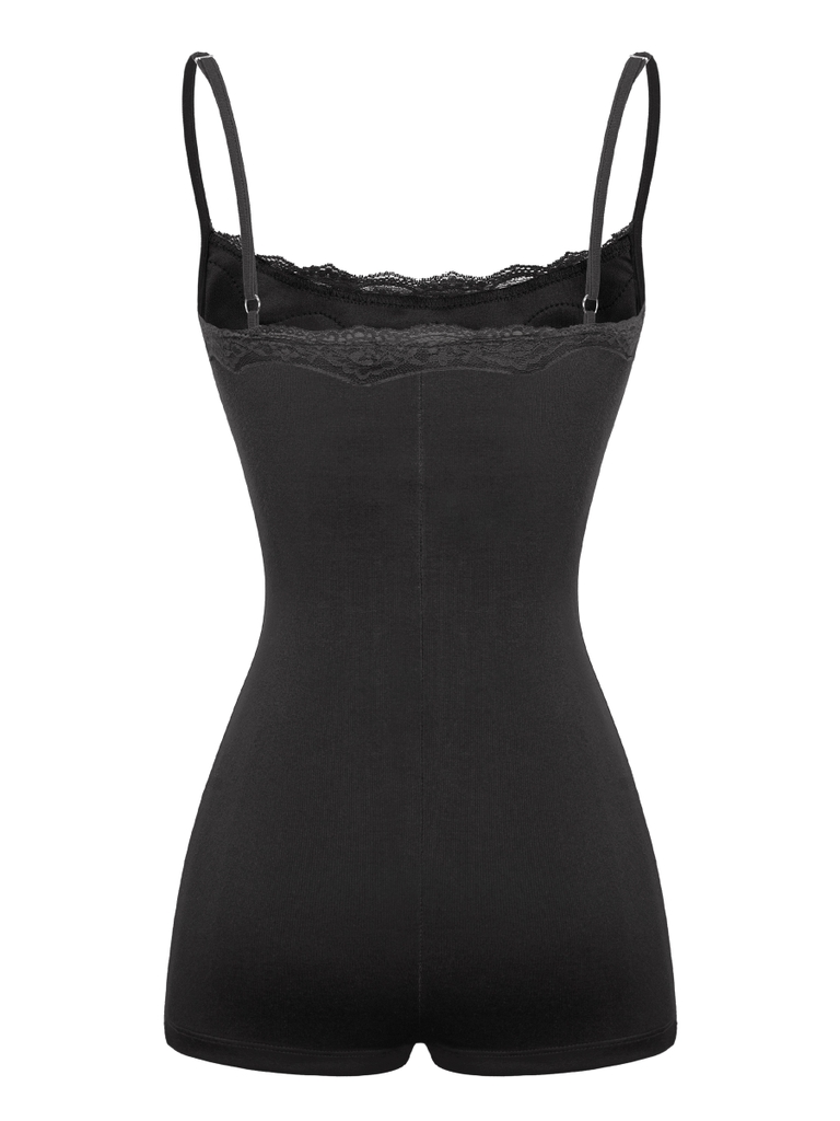 SISTERS Jump đùi hai dây phối cổ ren Seraphine - Đen