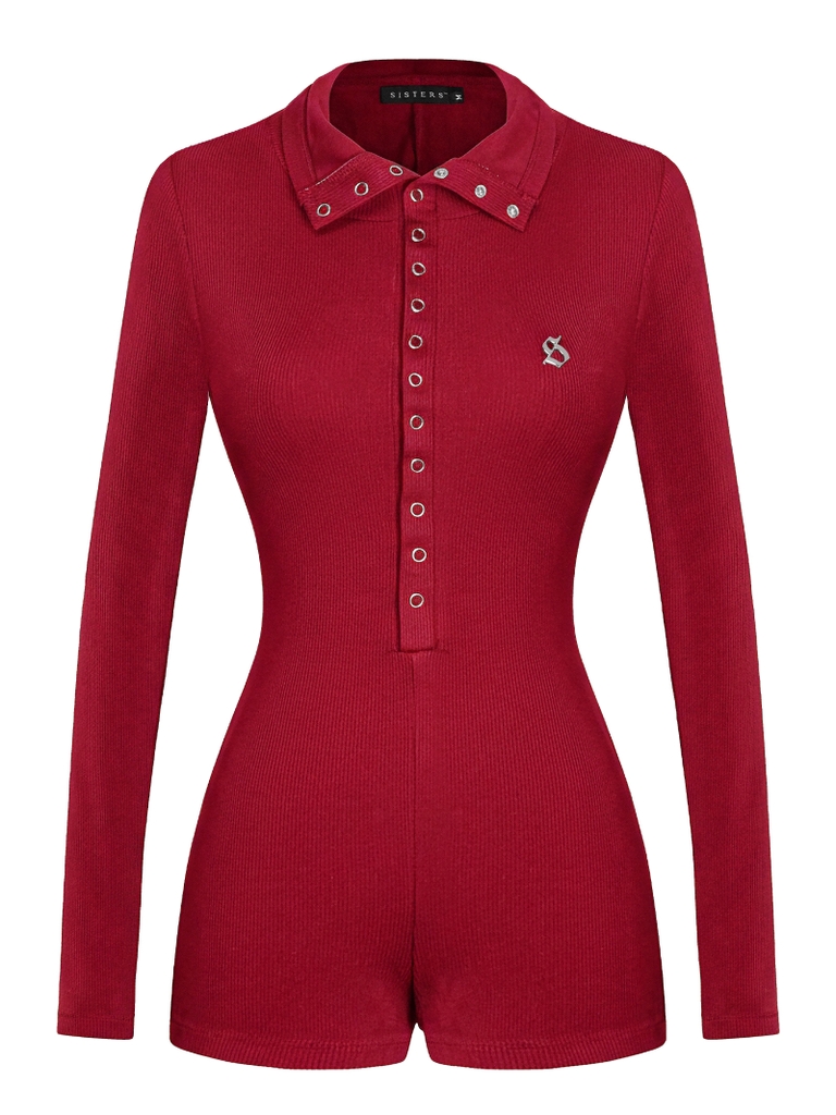 SISTERS Jump đùi tay dài cổ bấm nút Hades - Đỏ